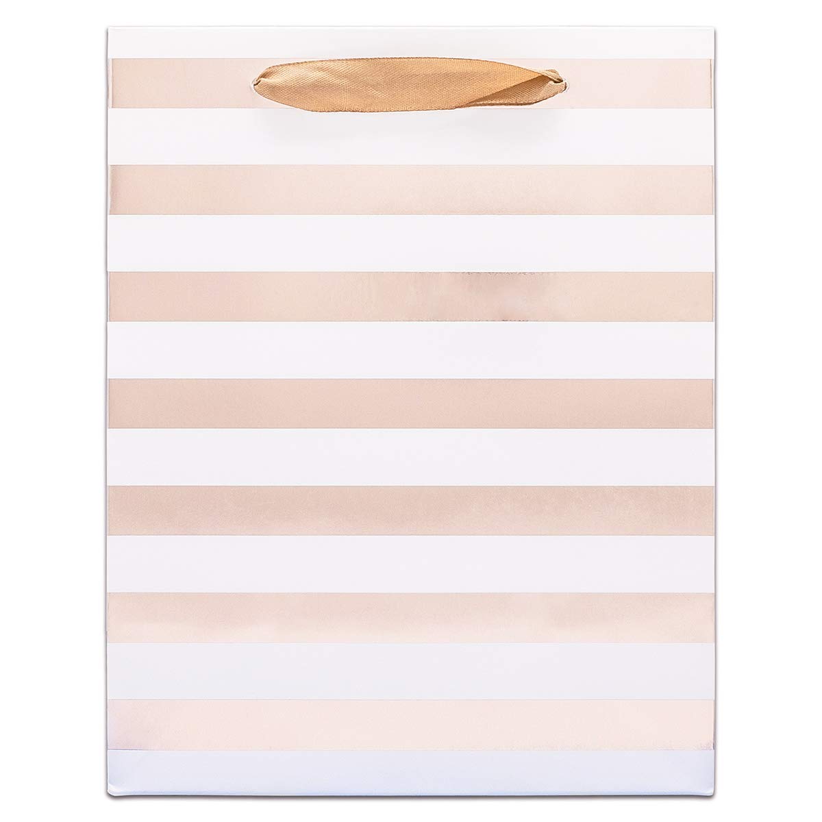 White and Rose Gold Striped Gift Bags