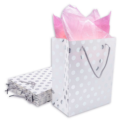 White and Silver Polka Dot Gift Bags