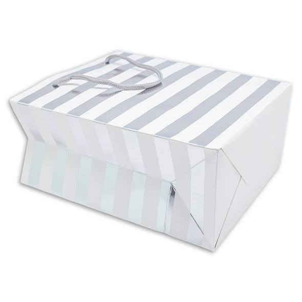 White and Silver Striped Gift Bags