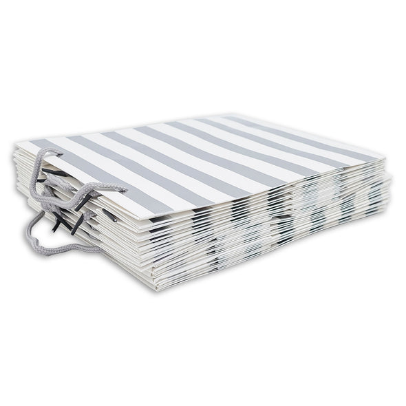 White and Silver Striped Gift Bags