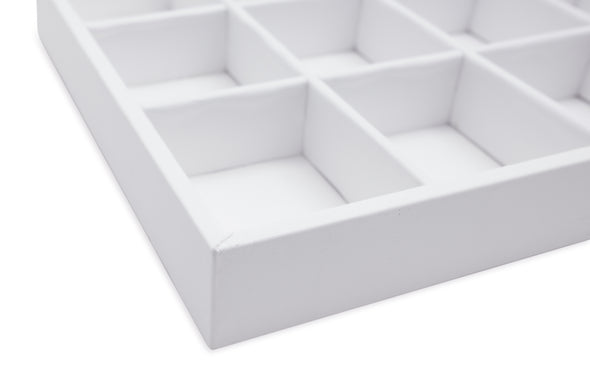 White Leatherette 18 Compartment Stackable Jewelry Tray