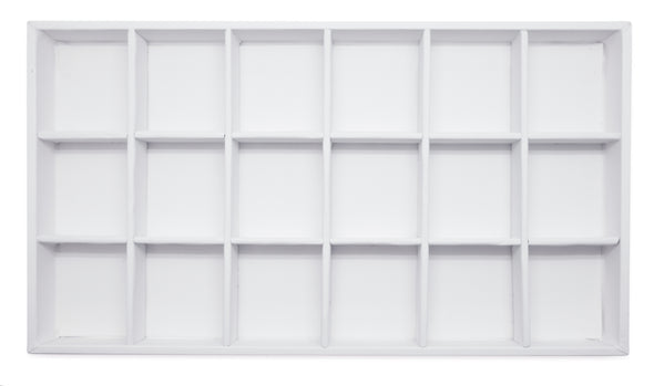 White Leatherette 18 Compartment Stackable Jewelry Tray