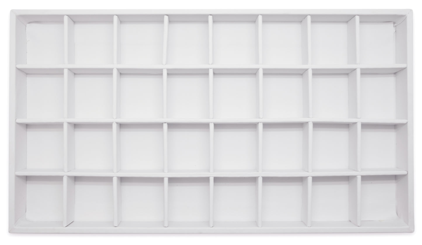 White Leatherette 32 Compartment Stackable Jewelry Tray