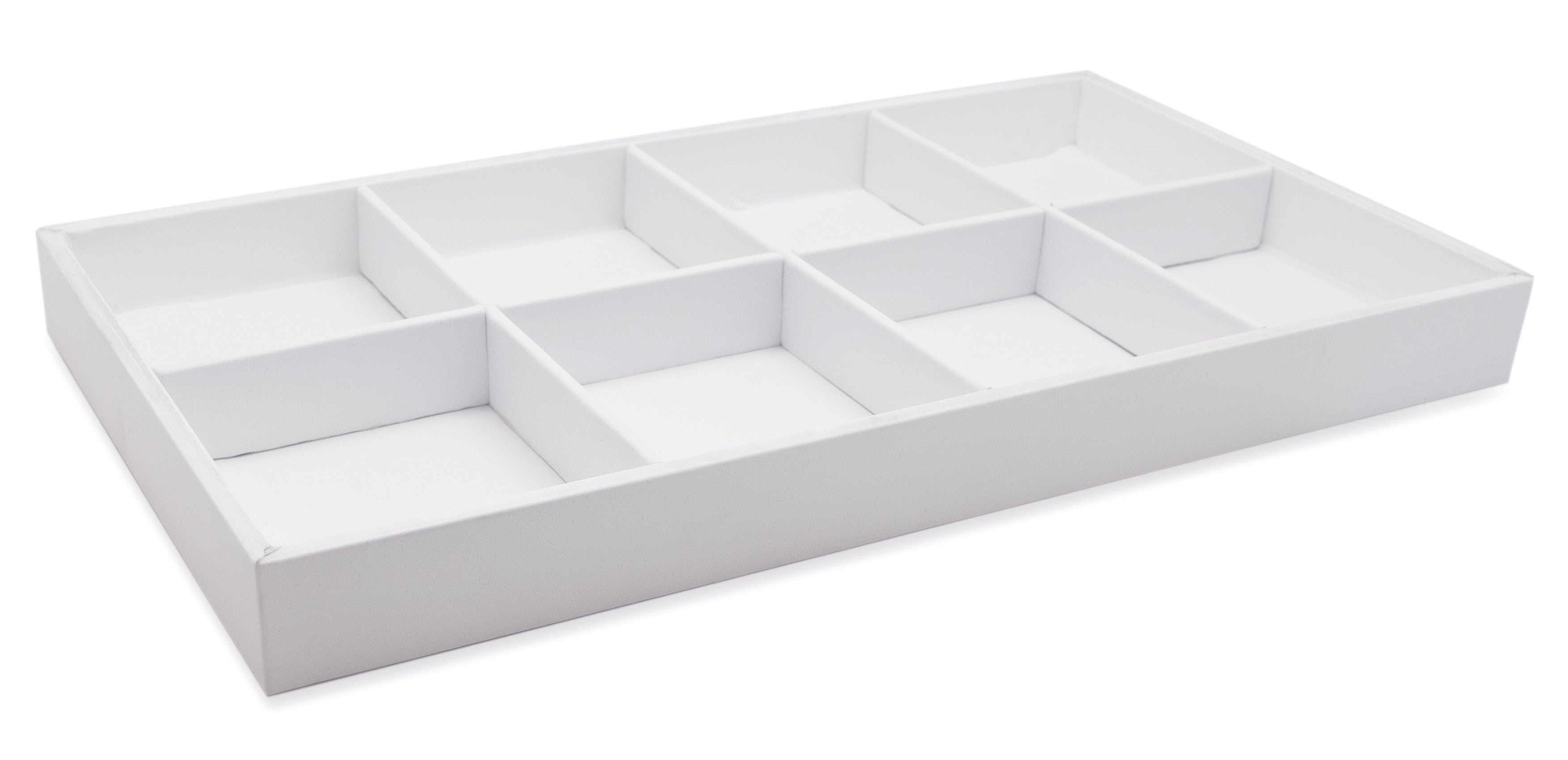 NicePackaging 24 Compartment White Leatherette Sorting Tray with  Free-standing White Plastic Display Tray For Sales / Showcase / Home /  Store Use 