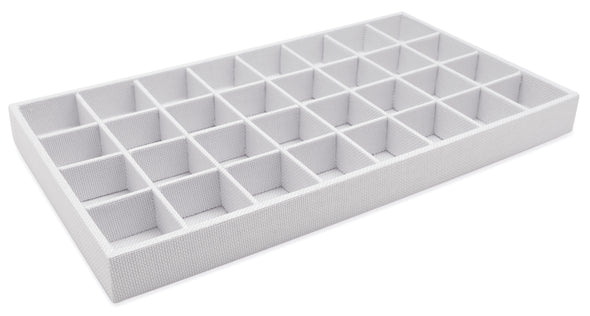 White Linen 32 Compartment Stackable Jewelry Tray