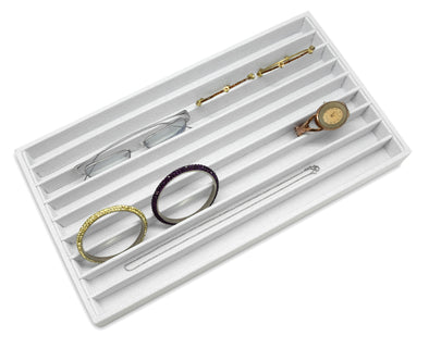 White Linen 9 Row Compartment Jewelry Display Tray