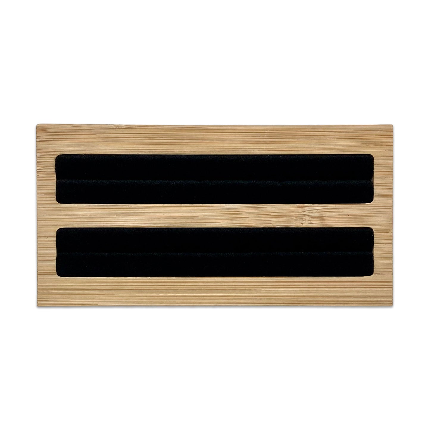 5 3/4" x 3" Wood Black Velvet 2 Row Ring Display Stand