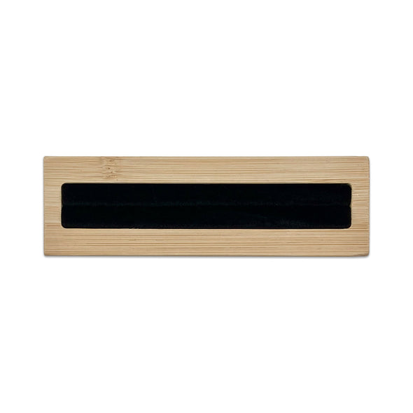 5 3/4" x 1 3/4" Wood Black Velvet 1 Row Ring Display Stand