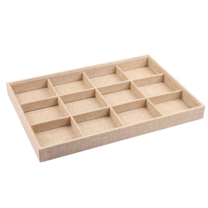 13 3/4 x 9 1/2" Burlap 12 Compartment Display Tray